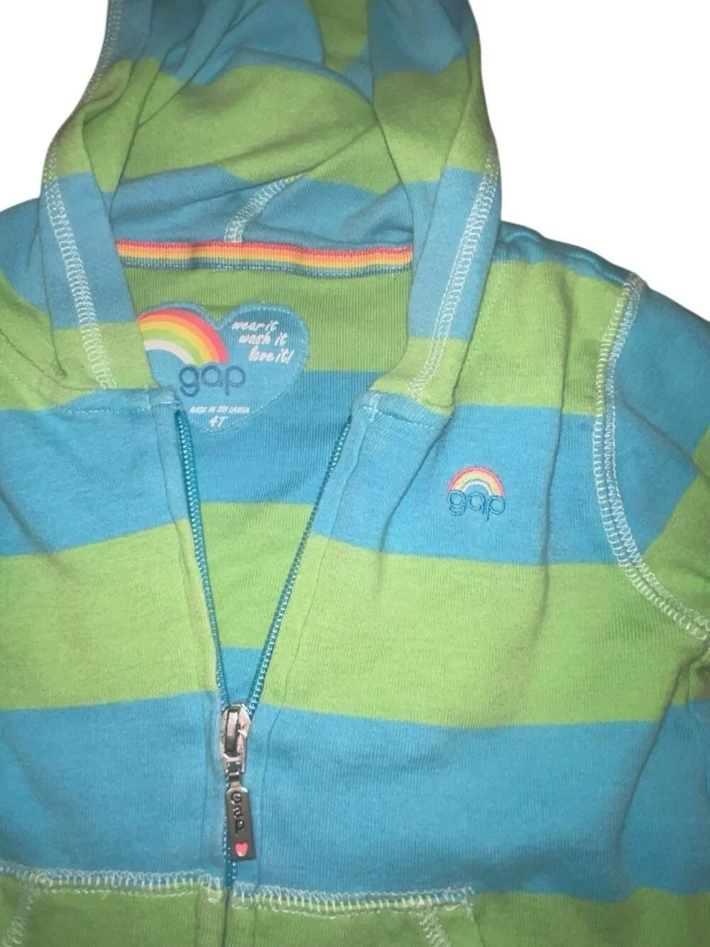 GAP Girl's Size 4T Vintage 2006 Striped Jacket with Rainbow Emblem 100% Cotton